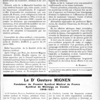 3206 - Page 3199 - Propos du jour. Echos des assemblées générales [A. Gassot] / Le Dr Gustave Mignen. Fondateur du Premier Syndicat Médical de France Syndicat de Montaigu en Vendée, 1848- 1921