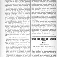 3225 - Page 3218 - Partie scientifique. A travers la presse. Phlegmatia alba dolens [(Journ. des Prat. 17 sept. 1921)] / Le pronostic sphygmomanométrique de la grande hypertension artérielle permanente [(Presse médicale, 17 sept. 1921)] / Revue des sociétés savantes. Paris. L’anémie cancéreuse, (Académie de médecine)