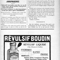 3262 - Page XXXV-3255 - Notes de pratique quotidienne. Traitement des fissures de l’anus par le permanganate de potasse à saturation [Dr André Combault] / Jurisprudence [Dr Paul Boudin]. I. Indemnité journalière non due en cas de rechute après que la victime, étant guérie, a repris son travail. II. Les frais médicaux et pharmaceutiques ne sont pas payés après consolidation