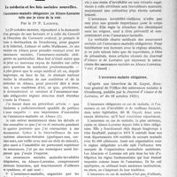 3306 - Page 3299 - Partie professionnelle. Médecine sociale. Le médecin et les lois sociales nouvelles. L’assurance-maladie obligatoire en Alsace-Lorraine telle que je viens de la voir, par le Dr P. Lacroix / L’assurance-maladie obligatoire