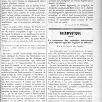 3428 - Page 3421 - Partie scientifique. Les documents du praticien. Hypertension artérielle (Traitement) / Thérapeutique. Le traitement des maladies infectieuses par l’opothérapie des organes de défense