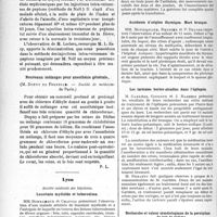 3443 - Page 3436 - Partie scientifique. Revue des sociétés savantes. Paris. L’incoagulabilité du sang par les arsénobenzènes, (Soc. de biologie) / Septicémie traitée par injection de peptone, (Société de chirurgie) / Nouveaux mélanges pour anesthésie générale, (Société de médecine de Paris) / Lyon. Société médicale des hôpitaux. Leucémie myéloïde et tuberculose / Intoxication grave par le gaz d’éclairage. Guérison par transfusion sanguine / Accidents d’origine thymique. Mort brusque / Les tartrates borico-alcalins dans l'épilepsie / Recherche et valeur séméiologique de la peroxydase du lait de femme