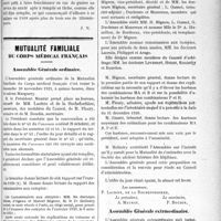 3462 - Page 3455 - Partie professionnelle. La vie syndicale et professionnelle. Union des Syndicats médicaux. Un contrat entre un médecin praticien et l’autorité militaire pour assurer les soins médicaux à la Place et aux salles militaires d’un hôpital mixte / Mutualité familiale du corps médical français. Assemblée Générale ordinaire / Assemblée Générale extraordinaire