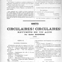 3463 - Page 3456 - Partie professionnelle. Mutualité familiale du corps médical français. Assemblée Générale extraordinaire / Variétés. Circulaires! Circulaires ! Revuette en un acte, (Suite), par Gaston Duchesne