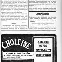 3468 - Page XXXI-3461 - Correspondance. L’impôt sur le chiffre d’affaires n’est pas applicable aux propharmaciens / Jurisprudence. Condamnation d’un pharmacien, pour tromperie sur la quantité des médicaments vendus, à une amende et à des dommages-intérêts envers le médecin