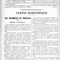 3487 - Page 3482 - Propos du jour. L'un beau geste de l’Académie de médecine. Hommage posthume au Dr -J. Gairal. L’assemblée générale de l’Union des syndicats médicaux de France. Réflexions qu’elle suggère ; souvenirs qu’elle évoque / Partie scientifique. Les documents du praticien. Epilepsie traumatique