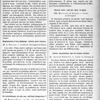 3498 - Page 3497 - Partie scientifique. Revue des sociétés savantes. Paris. L’internat de plein air de Fontaine-Bouillant, (Académie de médecine, ) / Régénération d’une phalange enlevée pour nécrose, (Société des chirurgiens de Paris) / La curiethérapie est-elle une méthode dangereuse ?, (Soc. des chirurgiens de Paris) / Encrier resté sept ans dans le vagin, (Société de chirurgie) / Lésion traumatique rare du tendon rotulien, (Société de chirurgie) / Lyon. Les réactions vaccinales dans la rougeole