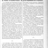 0010 - Page 13 - Propos du jour. L’apothéose de pasteur. L’ouverture de l’année jubilaire du centenaire de la naissance de Pasteur. A l’Institut Pasteur. Au grand amphithéâtre de la Sorbonne