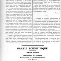 0013 - Page 16 - Propos du jour. L’apothéose de pasteur. L’ouverture de l’année jubilaire du centenaire de la naissance de Pasteur. A l’Institut Pasteur. Au grand amphithéâtre de la Sorbonne / Partie scientifique. Travaux originaux. Traitement du phimosis. Circoncision ou phimosiectomie ?, par A. Mouchet et Guillermin
