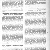 0022 - Page 31 - Partie scientifique. L’actualité scientifique. La Presse. L’adonis vernalis, médicament cardio-rénal [(Gazette des hôpitaux, 5 décembre 1922)] / L’anesthésie locale ou régionale dans l’hystérectomie vaginale avec ou sans colpopérinéorraphie [(Journal des Praticiens, 16 décembre 1922)] / Nouvelle technique de la rachi-anesthésie générale [(Presse méd, 28 octobre 1922)] [(Gaz. des Prat, 1er novembre 1922)]