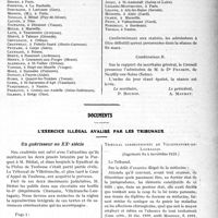0042 - Page 65 - Partie professionnelle. Le concours médical et ses filiales. Mutualité familiale. Réunion du Conseil d'Administration / Documents. L'exercice illégal avalisé par les tribunaux. Un guérisseur au XXe siècle