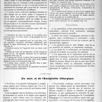 0128 - Page 199 - Partie scientifique. Travaux Originaux. Physiothérapie clinique. La pratique du traitement cinétique d’une scoliose, par R. Molinéry / Du maïs et de l’Encéphalite léthargique [A. Veillard]
