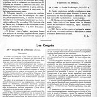 0134 - Page 209 - Partie scientifique. L’Actualité Scientifique. Les Sociétés Savantes. Névralgie génitale grave chez la femme : traitement chirurgical, (Société de chirurgie ; 8-11-1922) / L’opération des fibromes, (Société de chirurgie ; 8-11-1922) / Les Congrès. XVIe Congrès de médecine (Suite)