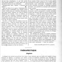 0174 - Page 271 - Partie scientifique. Travaux Originaux. Gynécologie, M. le Professeur J. -L. Faure. Cancer de l’utérus : radium ou opération ? [Leçon recueillie par le Dr P. Lacroix] / Thérapeutique. Digitale