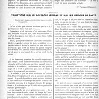 0189 - Page 298 - Partie professionnelle. Travaux Originaux. Les hôpitaux et le corps médical. 1° La situation matérielle du médecin / Variations sur le contrôle médical et sur les maisons de santé