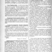 0201 - Page 316 - Partie professionnelle. Reportage professionnel. Nouvelles et Informations. École de Psychologie 1923 / Cours d’hygiène sociale / Parasitologie et histoire naturelle médicale / A propos des propagandes française et allemande à l’Etranger / Syndicat général des médecins des stations balnéaires et sanitaires de France / Société des chirurgiens de Paris / L A D. R M. La Maison du Médecin et le dîner du Syndicat d’initiative de Paris