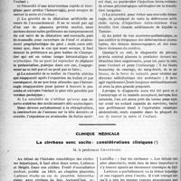 0225 - Page 350 - Partie scientifique. Travaux Originaux. Placenta proevia central, par le Docteur Ricolfi / Clinique médicale. La cirrhose avec ascite : considérations cliniques, M. le professeur Chauffard