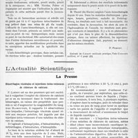0230 - Page 357 - Partie scientifique. Travaux Originaux. Les documents du praticien. Furonculose. Abcès du sein. Hydrosadénite. (Traitement par l’auto-hémothérapie) [P. Fernet] / L’Actualité Scientifique. La Presse. Hémorrhagies viscérales et injections intra-veineuses de chlorure de calcium [(Paris médical, 2 décembre 1922)] / Les appendices anatomiquement introuvables [(Journ. de méd. et de chir. prat, 25 novembre 1922)]