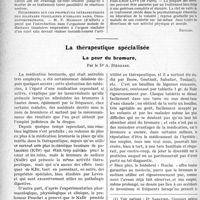 0239 - Page 372 - Partie scientifique. L’Actualité Scientifique. Les Congrès. XVIe Congrès Français de médecine (Suite). Communications sur la thérapeutique / La thérapeutique spécialisée. La peur du bromure