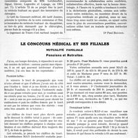 0258 - Page 401 - Partie professionnelle. Comptes rendus, documents, pièces officielles…. Jurisprudence. Justice de paix de tours (canton sud) / Le concours médical et ses filiales. Mutualité familiale. Pensions et Retraites