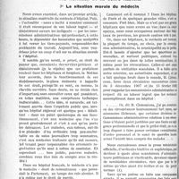0301 - Page 466 - Partie professionnelle. Travaux Originaux. Les hôpitaux et le corps médical. 3° La situation morale du médecin