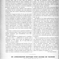 0355 - Page 552 - Partie professionnelle. Travaux Originaux. Déontologie. Installation de deux médecins dans le même immeuble / De l’organisation sanitaire d’une colonie de vacances, par le Docteur Yvonne Blaignan