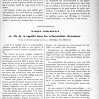 0398 - Page 617 - Partie scientifique. Travaux Originaux. Causeries chirurgicales. Culture physique chirurgicale et taxisme opératoire. Le style opératoire, par Dartigues / Clinique chirurgicale. Le rôle de la syphilis dans les arthropathies chroniques, M. le professeur agrégé Auvray