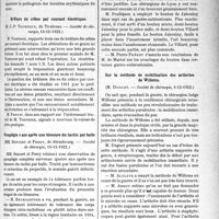 0404 - Page 629 - Partie scientifique. L’Actualité Scientifique. Les Sociétés Savantes. Paris. Plaie contuse du coeur, (Société de chirurgie, 13-12-1922) / Brûlure du crâne par courant électrique, (Société de chirurgie, 13-12-1922) / Paraplégie 4 ans après une blessure du rachis par balle, (Société de chirurgie, 13-12-1922) / La gastro-entérostomie au bouton de Jaboulay, (Société de chirurgie, 13-12-1922) / Sur la méthode de mobilisation des arthrites de Willems, (Société de chirurgie, 6-12-1922)