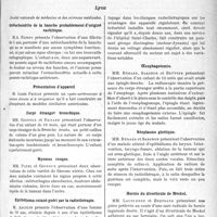 0406 - Page 633 - Partie scientifique. L’Actualité Scientifique. Les Sociétés Savantes. Paris. Traitement ambulatoire des fractures de la rotule, (Société de chirurgie, 13 et 20-12-1922 et 10-1-1923) / Lyon. Société nationale de médecine et des sciences médicales. Ostéochondrite de la hanche probablement d’origine rachitique / Présentation d’appareil / Corps étranger bronchique / Myomes rouges / Epithélioma cutané guéri par la radiothérapie / Groupe électrogène dans les installations radiologiques / Oesophagotomie / Néoplasme glottique / Hernie du diverticule de Meckel / Méatotomie urétérale par diathermie pour calcul