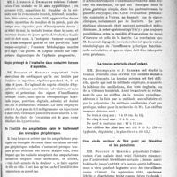 0408 - Page 635 - Partie scientifique. L’Actualité Scientifique. Les Sociétés Savantes. Lyon. Société médicale des hôpitaux. Le phénomène de l’extinction de Schultz-Charlton dans le diagnostic de la scarlatine / Gliome du lobe temporal à évolution rapide / Emploi prolongé de l’ouabaïne dans certaines formes d’asystolie / De l’inutilité des amputations dans le traitement des névralgies périphériques / Valeur séméiologique de l’insuffisance pylorique relative / La tension artérielle chez l’enfant / Gros abcès amibien du foie guéri par l’émétine et les ponctions