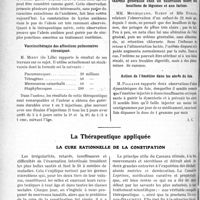 0409 - Page 636 - Partie scientifique. L’Actualité Scientifique. Les Sociétés Savantes. Lyon. Société médicale des hôpitaux. Gros abcès amibien du foie guéri par l’émétine et les ponctions / Vaccinothérapie des affections pulmonaires chroniques / Oedème généralisé chez un nourrisson nourri aux bouillons de légumes et aux farines / Action de l’émétine dans les abcès du foie / La Thérapeutique appliquée. La cure rationnelle de la constipation