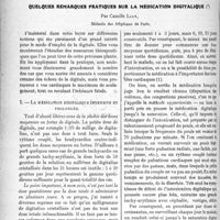 0451 - Page 698 - Partie scientifique. Travaux Originaux. Quelques remarques pratiques sur la médication digitalique, par Camille Lian