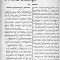 0513 - Page 798 - Partie scientifique. Travaux Originaux. Clinique chirurgicale, M. J. P. Tourneux. Traitement chirurgical de l’ozène, par le Dr Bijon / L’Actualité Scientifique. La Presse. Traitement physiothérapique des hémorroïdes et de la fissure sphinctérienne [(Journ. des Prat. 30 déc. 1922)] / Du traitement des gangrènes pulmonaires aiguës circonscrites [(Toulouse médical, 15 déc. 22)] / La narcose au protoxyde d’azote [(Presse Méd. 3 janv. 1923)]