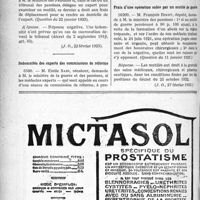 0549 - Page 854-LII - Documents officiels. Réponses des Ministres aux questions des Parlementaires. Nombre des comptes de chèques postaux. Importance de leurs opérations / Frais de déplacement des mutilés pour se rendre au lieu de l’expertise / Indemnités des experts des commissions de réforme / Frais d’une opération subie par un mutilé de guerre