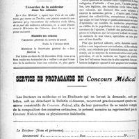0591 - Page 916-XXVIII - Correspondance. Honoraires accidents. Une thèse injustifiée pour en refuser le paiement / L’exercice de la médecine dans les colonies. Ministère des colonies