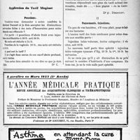 0596 - Page XXXIII-921 - Correspondance. Application du Tarif Breton. Brûlures / Application du Tarif Maginot. Ponctions / Pansements. Injections