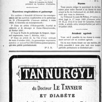 0605 - Page 934-X - Correspondance. Les médecins exempts de la taxe de séjour. A Lamalou / Exercices respiratoires et pnéoscope / Paiement des honoraires accidents avant la fin du traitement / Accident agricole