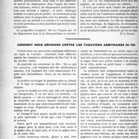 0633 - Page 982 - Partie professionnelle. Travaux Originaux. Médecine sociale et praticiens [Dr L. Dejace] / Comment nous défendre contre les taxations arbitraires du fisc