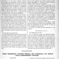 0636 - Page 989 - Partie professionnelle. Comptes rendus, documents, pièces officielles…. C. t. I.. Communication à la Semaine professionnelle des Travailleurs intellectuels relative au droit de suite sur leurs logements, à accorder aux locataires exerçant une profession libérale ou des fonctions publiques, par Me Louis Sarran / Décret concernant l’examen médical des candidats à un emploi dans l’enseignement primaire