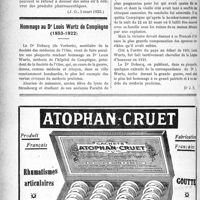 0653 - Page 1010-LII - Documents officiels. A l'officiel. Réponses des ministres aux questions des parlementaires. Un médecin a le droit de refuser de donner des soins à un réformé de guerre / Hommage au Dr Louis Wurtz de Compiègne, (1853-1922)