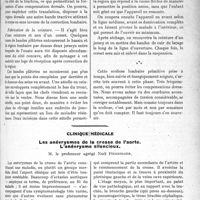 0668 - Page 1033 - Partie scientifique. Travaux Originaux. La scoliose lombaire pure, par le Dr C. Roederer. Traitement passif / Clinique médicale. Les anévrysmes de la crosse de l’aorte. L’anévrysme silencieux, M. le professeur agrégé Noël Fiessinger [Leçon faite à l’hôpital Saint-Antoine (service du professeur Chauffard) et recueillie par le Dr P. Lacroix]