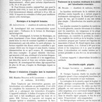 0681 - Page 1054 - Partie scientifique. L’Actualité Scientifique. Les Sociétés Savantes. La mortalité infantile, (Académie de médecine, 20-2-23) / Montaigne et la longévité humaine, (Académie de médecine, 20-2-23) / Masque à inhalations d'oxygène dans la respiration artificielle, (Académie de médecine, 20-2-1923) / Traitement de la luxation récidivante de la mâchoire par l’alcoolisation musculaire, (Académie de médecine, 20-2-1923) / Les sinusites aiguës grippales, (Académie de médecine, 20-2-1923)