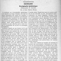 0732 - Page 1129 - Partie scientifique. Travaux Originaux. La hernie inguinale ou nourrisson [Dr Raphaël Massart] / Neurologie. Encéphalite épidémique, (Présentation de malades), M. le Prof. Pierre Marie [Leçon professée à la Salpêtrière et recueillie par le Dr Fribourg-Blanc]