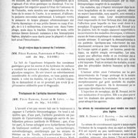 0743 - Page 1146 - Partie scientifique. L'Actualité Scientifique. Les Sociétés Savantes. Hémorrhagies fissuraires de l’ectasie aortique simulant un ulcus gastro-duodénal, (Soc. méd. des hôp. 2-2-1923) / La glycolyse dans le cancer de l’estomac, (Soc. méd. des hôp, 2-2-1923) / Traitement de l’arthrite blennorrhagique, (Soc. méd. des hôp, 9-2-1923) / La morphinisation dans les affections chroniques, (Soc. médicale des hôpitaux 9-2-1923) / Le sérum de convalescent peut rendre une rougeole plus légère, (Soc. méd. des hôp. 2-2-1923)