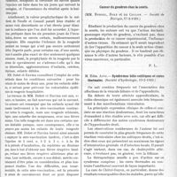 0744 - Page 1149 - Partie scientifique. L'Actualité Scientifique. Les Sociétés Savantes. Le sérum de convalescent peut rendre une rougeole plus légère, (Soc. méd. des hôp. 2-2-1923) / Cancer du goudron chez la souris, (Société de Biologie, 17-2-1923) / Syndromes bilio-colitiques et cures thermales. (Société d’hydrologie, 19-2-1923)