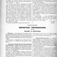 0767 - Page 1182 - Partie professionnelle. Travaux Originaux. Les soins médicaux en médecine sociale [Dr Albert] / Reportage professionnel. Nouvelles et Informations. Nécrologie [Dr Roudouly] / Conférence internationale sur la doctrine espagnole de la tuberculose / Clinique médicale des enfants