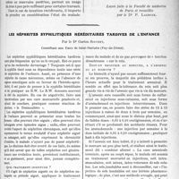 0802 - Page 1233 - Partie scientifique. Travaux Originaux. Chirurgie. Les luxations de l’épaule et leurs suites, M. le professeur agrégé Paul Mathieu [Leçon faite à la Faculté de médecine de Paris et recueillie par le Dr P. Lacroix] / Les néphrites syphilitiques héréditaires tardives de l’enfance, par le Dr Gaston Siguret
