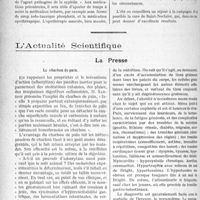 0803 - Page 1234 - Partie scientifique. Travaux Originaux. Chirurgie. Les néphrites syphilitiques héréditaires tardives de l’enfance, par le Dr Gaston Siguret / L’Actualité Scientifique. La Presse. Le charbon de pain [(Journ. des Prat. 20 janv. 1923)] / L’obésité et son traitement [(Journ. de méd. et de chir. prat. 10 janvier 1923)]