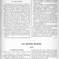 0805 - Page 1238 - Partie scientifique. L’Actualité Scientifique. La Presse. Les deux voies du traitement de l’asthme [(Presse médic. 24 janvier 1923)] / Les cures de jeûne [(Bruxelles médical, 1er février 1923)] / Les Sociétés Savantes. Paris. La maladie des couturières, (Société de Médecine de Paris, 10-3-22)