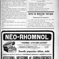 0834 - Page XLIX-1279 - Documents officiels. Réponses des ministres aux questions des Parlementaires. Office départemental d’hygiène sociale et de préservation antituberculeuse de Saône-et-Loire / Notes de médecine pratique. Traitement de l’épistaxis